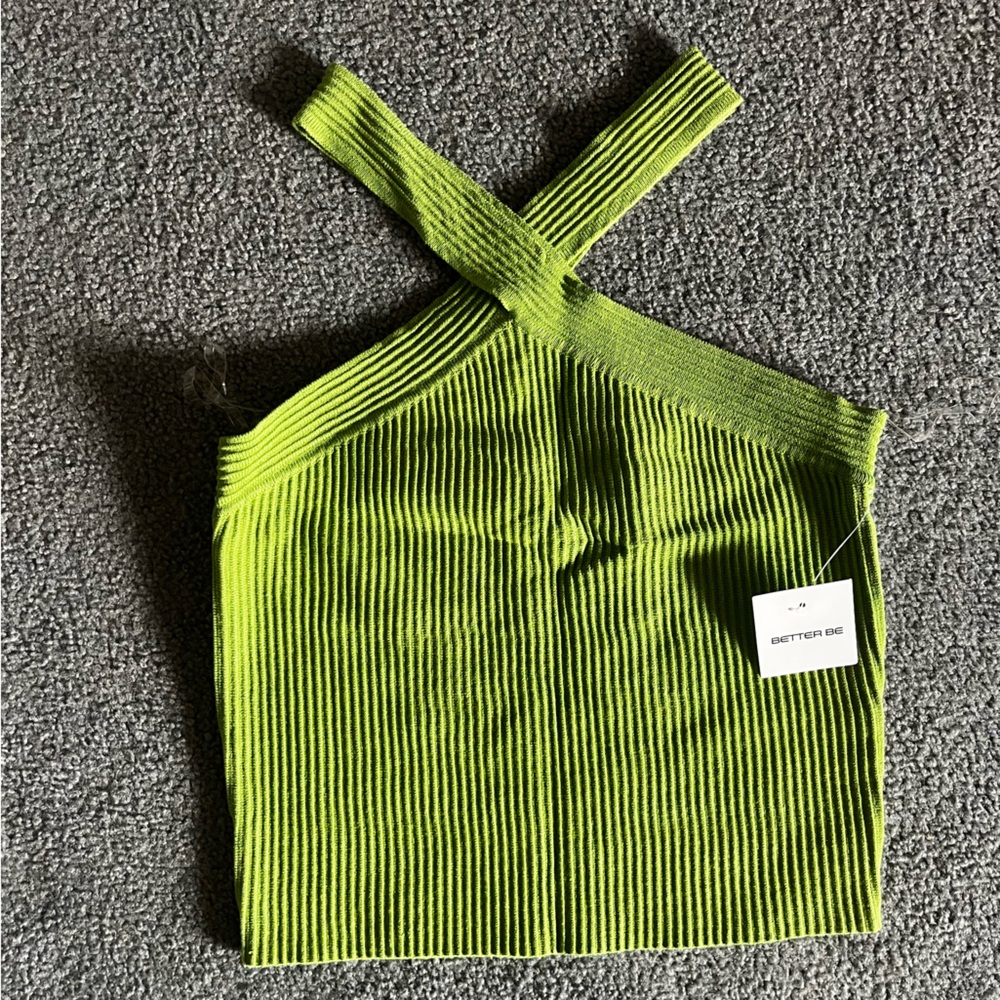 Green Ribbed Knit Top